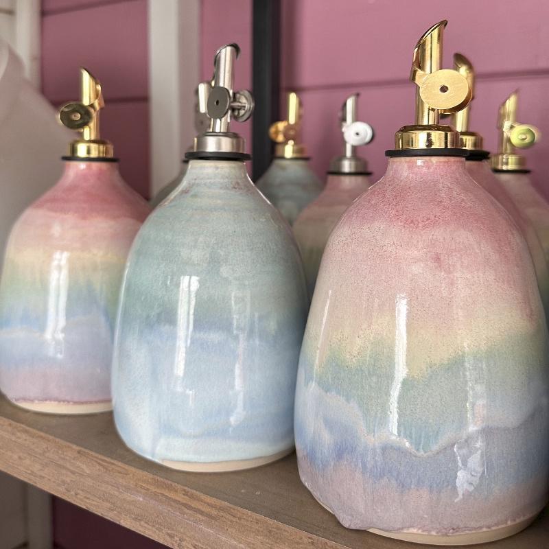 Glazed ceramic soap dispenser