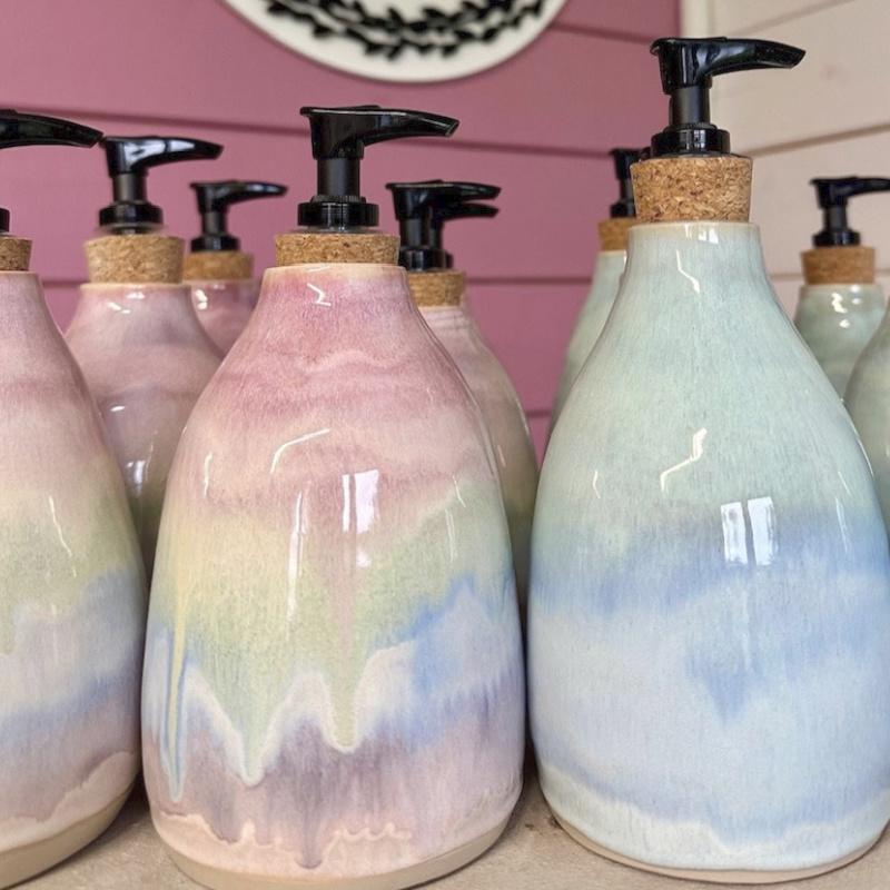 Glazed ceramic soap dispenser